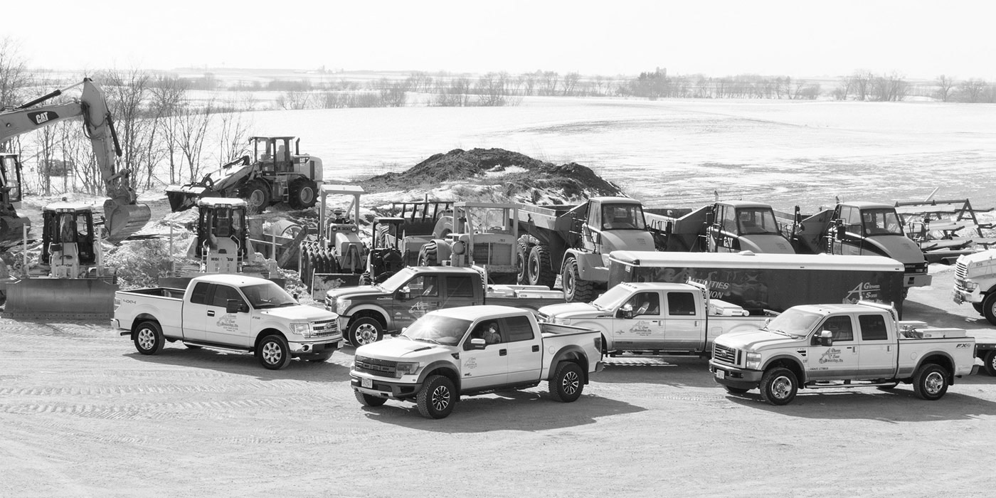 CAT Front Loaders in front of A. Glewen and Sons Excavating Inc based out of Waupun, WI